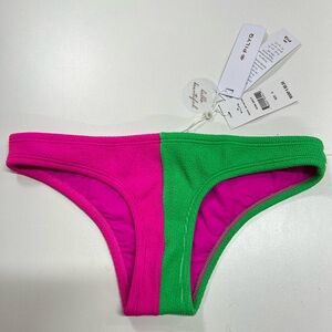PilyQ PQ Swim Two Tone Teeny Bikini Bottoms in Kiwi Reef New With Tags Small